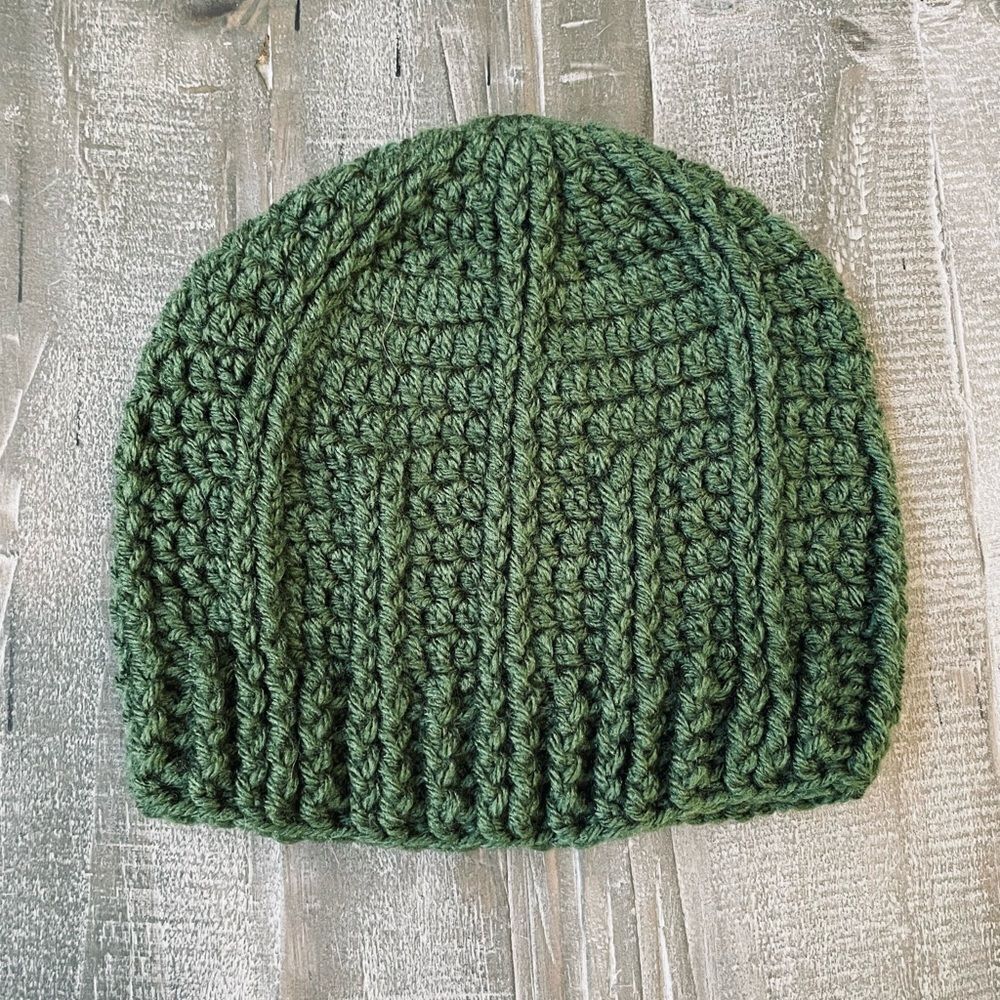 Green Forest Knit Crochet Winter Beanie Hat